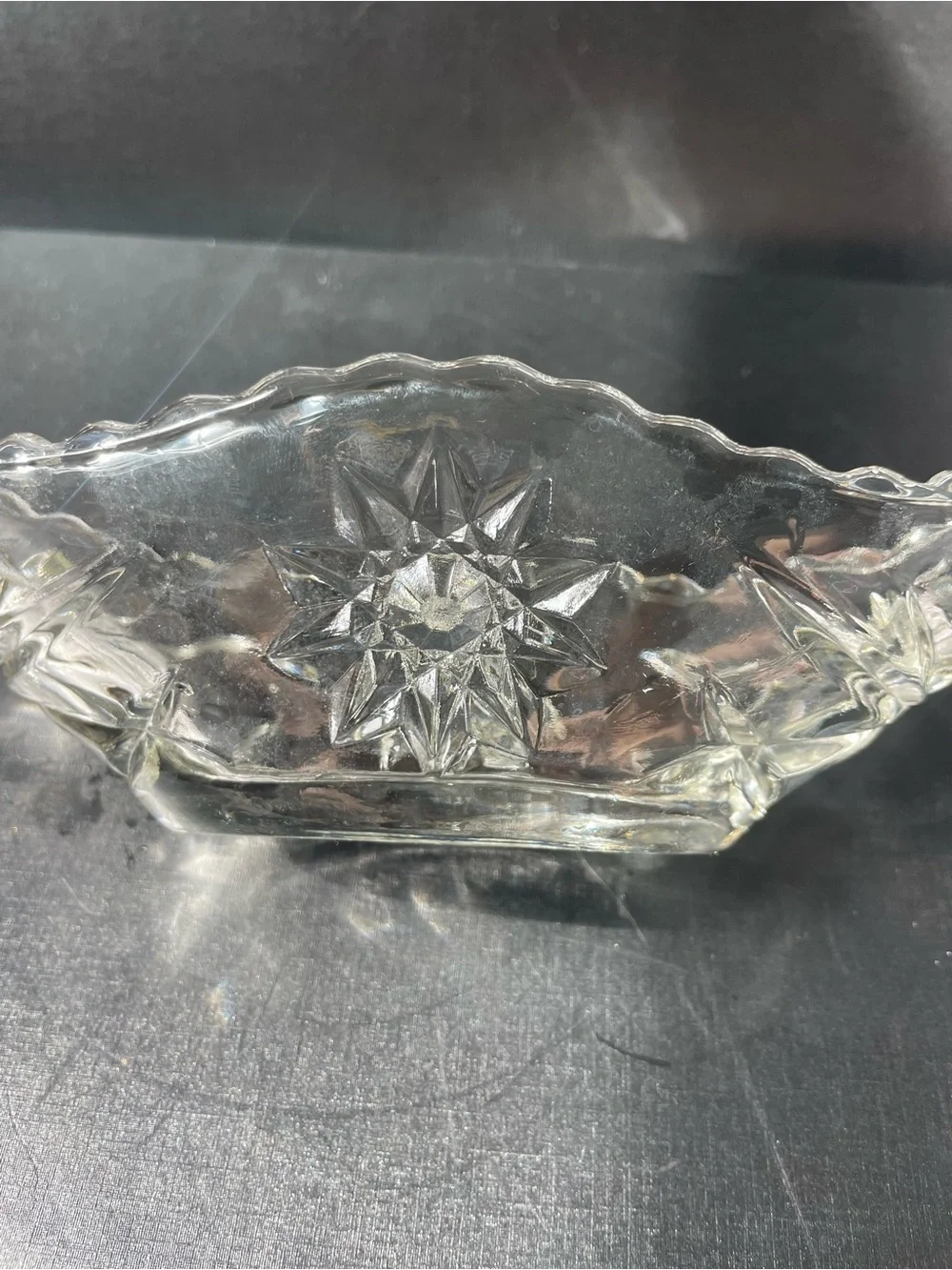 Vintage Anchor Hocking Star of David Set   Of 5 Clear Glass EAPG Pressed Glass